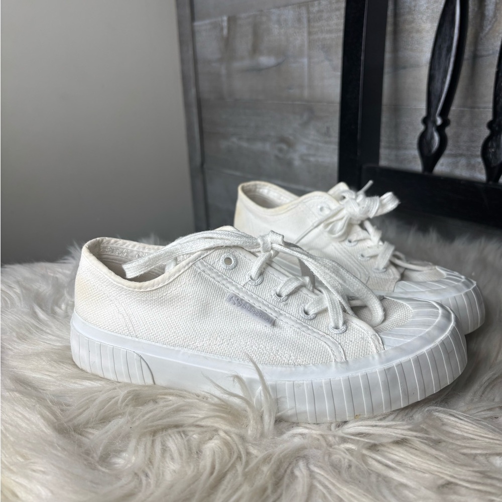 Superga white  Canvas slight platform Sneakers 6.5